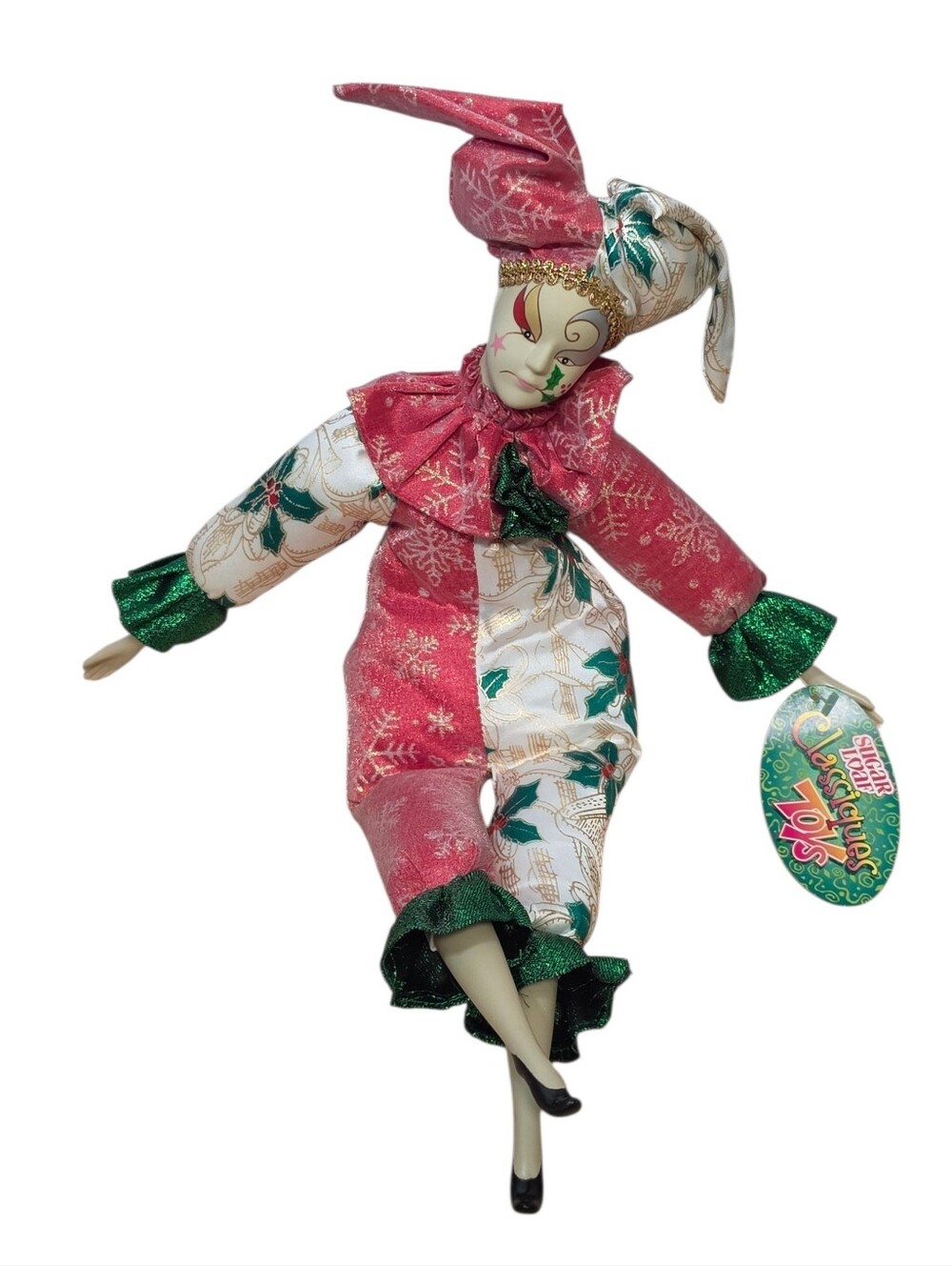 Vintage 90's Sugar Loaf Classiques Christmas Harlequin Jester Doll